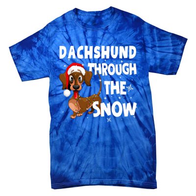 Funny Christmas Dachshund Dog Through The Snow Cool Gift Tie-Dye T-Shirt