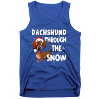 Funny Christmas Dachshund Dog Through The Snow Cool Gift Tank Top