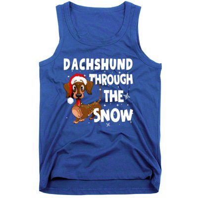 Funny Christmas Dachshund Dog Through The Snow Cool Gift Tank Top