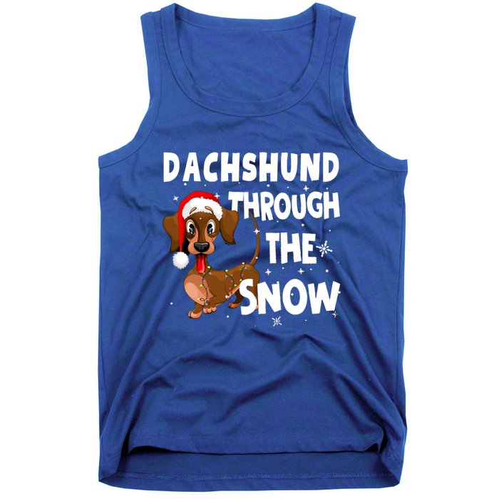 Funny Christmas Dachshund Dog Through The Snow Cool Gift Tank Top