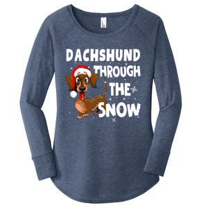 Funny Christmas Dachshund Dog Through The Snow Cool Gift Women's Perfect Tri Tunic Long Sleeve Shirt