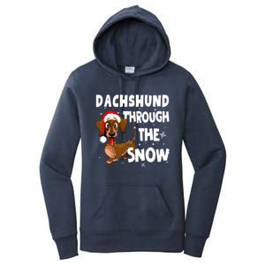 Funny Christmas Dachshund Dog Through The Snow Cool Gift Women's Pullover Hoodie