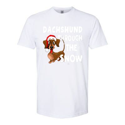 Funny Christmas Dachshund Dog Through The Snow Cool Gift Softstyle CVC T-Shirt