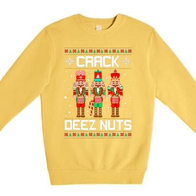 Funny Crack Deez Nuts Ugly Christmas Sweater Xmas Nutcracker Premium Crewneck Sweatshirt