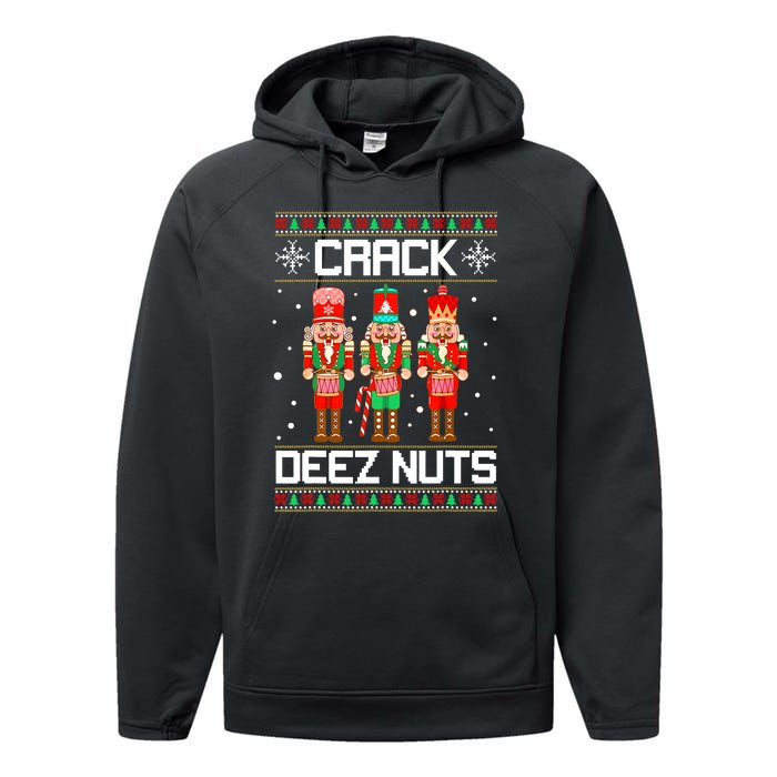 Funny Crack Deez Nuts Ugly Christmas Sweater Xmas Nutcracker Performance Fleece Hoodie