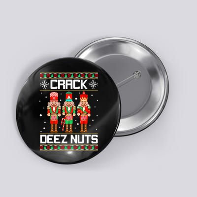 Funny Crack Deez Nuts Ugly Christmas Sweater Xmas Nutcracker Button