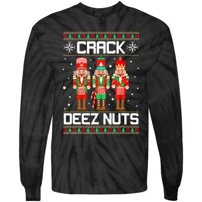 Funny Crack Deez Nuts Ugly Christmas Sweater Xmas Nutcracker Tie-Dye Long Sleeve Shirt