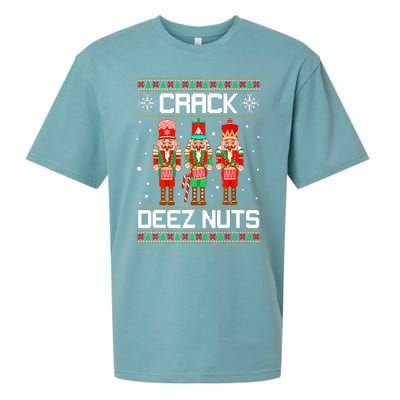 Funny Crack Deez Nuts Ugly Christmas Sweater Xmas Nutcracker Sueded Cloud Jersey T-Shirt