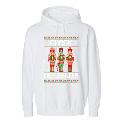 Funny Crack Deez Nuts Ugly Christmas Sweater Xmas Nutcracker Garment-Dyed Fleece Hoodie