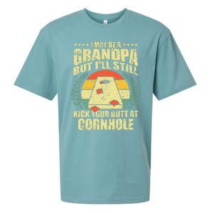 Funny Cornhole Design For Men Grandpa Sack Toss Game Lovers Sueded Cloud Jersey T-Shirt