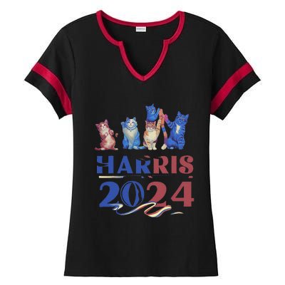 Funny Cat Design Kamala Harris 2024 Childless Cat Lady Gift Ladies Halftime Notch Neck Tee