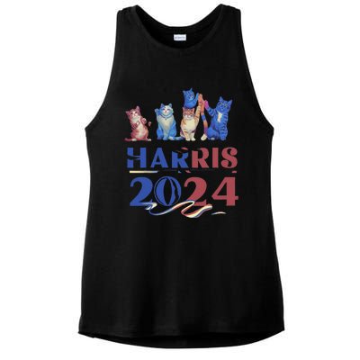 Funny Cat Design Kamala Harris 2024 Childless Cat Lady Gift Ladies PosiCharge Tri-Blend Wicking Tank