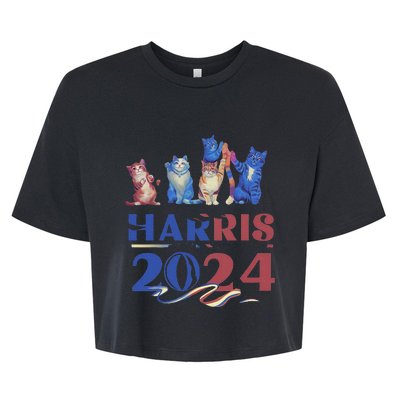 Funny Cat Design Kamala Harris 2024 Childless Cat Lady Gift Bella+Canvas Jersey Crop Tee