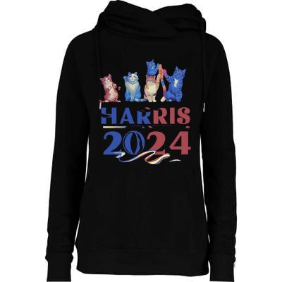 Funny Cat Design Kamala Harris 2024 Childless Cat Lady Gift Womens Funnel Neck Pullover Hood