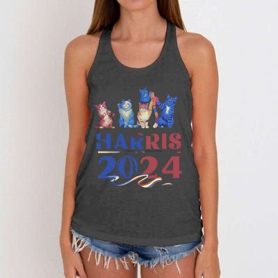 Funny Cat Design Kamala Harris 2024 Childless Cat Lady Gift Women's Knotted Racerback Tank