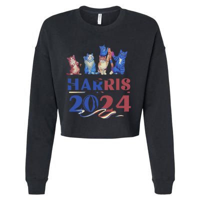 Funny Cat Design Kamala Harris 2024 Childless Cat Lady Gift Cropped Pullover Crew