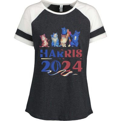 Funny Cat Design Kamala Harris 2024 Childless Cat Lady Gift Enza Ladies Jersey Colorblock Tee