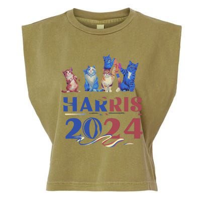 Funny Cat Design Kamala Harris 2024 Childless Cat Lady Gift Garment-Dyed Women's Muscle Tee