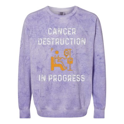 Fighting Cancer Destruction In Progress Colorblast Crewneck Sweatshirt