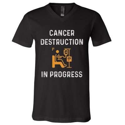 Fighting Cancer Destruction In Progress V-Neck T-Shirt