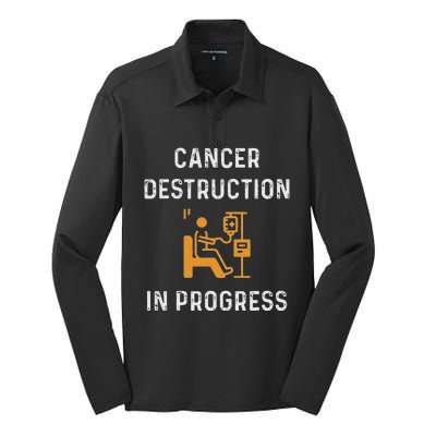 Fighting Cancer Destruction In Progress Silk Touch Performance Long Sleeve Polo