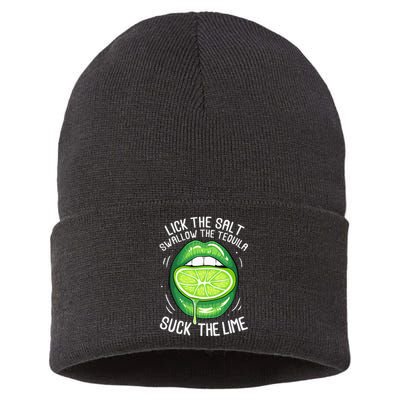 Funny Cinco De Mayo Lick Salt Swallow Tequila Suck Lime Sustainable Knit Beanie