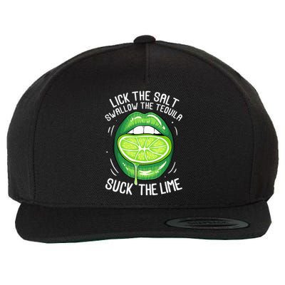 Funny Cinco De Mayo Lick Salt Swallow Tequila Suck Lime Wool Snapback Cap