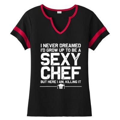 Funny Chef Design Men Women Sexy Cooking Novelty Culinary Ladies Halftime Notch Neck Tee