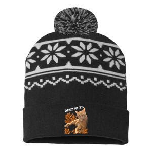 Funny Cat Deez Nuts Joke USA-Made Snowflake Beanie