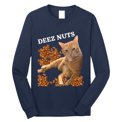 Funny Cat Deez Nuts Joke Long Sleeve Shirt