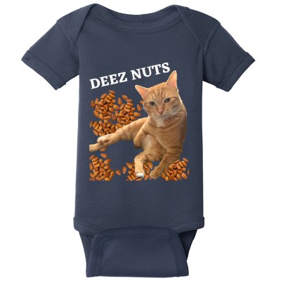 Funny Cat Deez Nuts Joke Baby Bodysuit