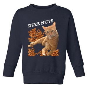 Funny Cat Deez Nuts Joke Toddler Sweatshirt