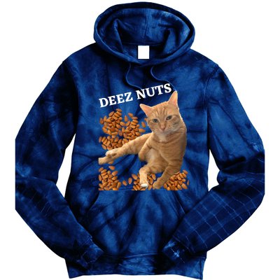 Funny Cat Deez Nuts Joke Tie Dye Hoodie