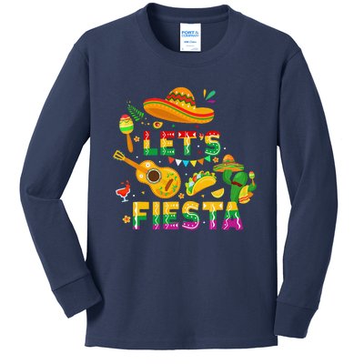 Funny Cinco De Mayo Mexican Guitar Cactus Lets Fiesta Kids Long Sleeve Shirt