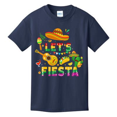 Funny Cinco De Mayo Mexican Guitar Cactus Lets Fiesta Kids T-Shirt