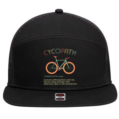 Funny Cycopath Design For Cyclists 7 Panel Mesh Trucker Snapback Hat