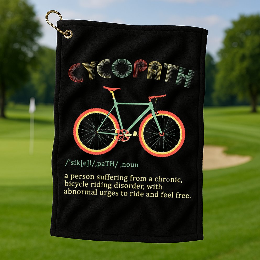 Funny Cycopath Design For Cyclists Golf Towel