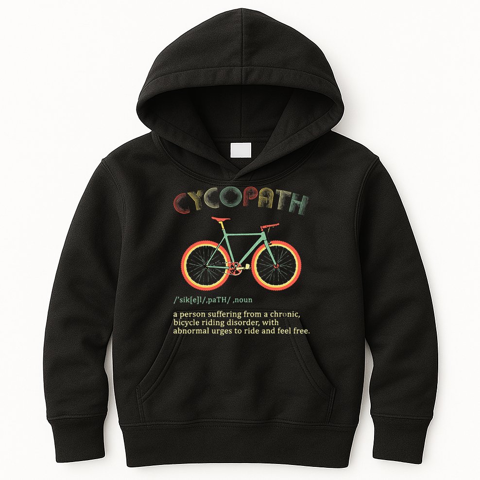 Funny Cycopath Design For Cyclists Kids Hoodie