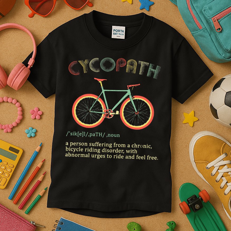 Funny Cycopath Design For Cyclists Kids T-Shirt