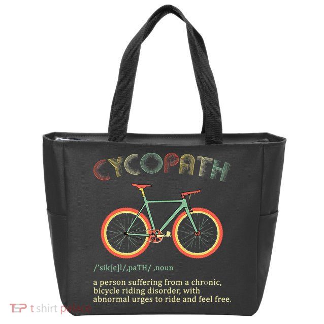 Funny Cycopath Design For Cyclists Zip Tote Bag