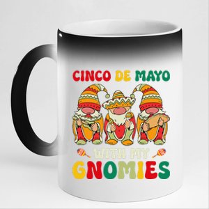 Funny Cinco De Mayo With My Gnomies Trio Gnomes 11oz Black Color Changing Mug