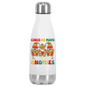 Funny Cinco De Mayo With My Gnomies Trio Gnomes Stainless Steel Insulated Water Bottle