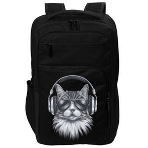 Funny Cat Dj Black Art Festival Concert Music Band Impact Tech Backpack