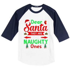 Funny Christmas Dear Santa They Are The Naughty Ones Pajama Baseball Sleeve Shirt