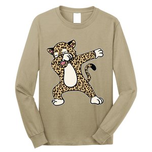 Funny Cheetah Dance For Dabbing Cheetah Cat Long Sleeve Shirt