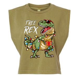 Funny Christmas Dinosaur Tree Rex Christmas Cool Gift Garment-Dyed Women's Muscle Tee