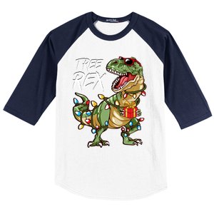 Funny Christmas Dinosaur Tree Rex Christmas Cool Gift Baseball Sleeve Shirt