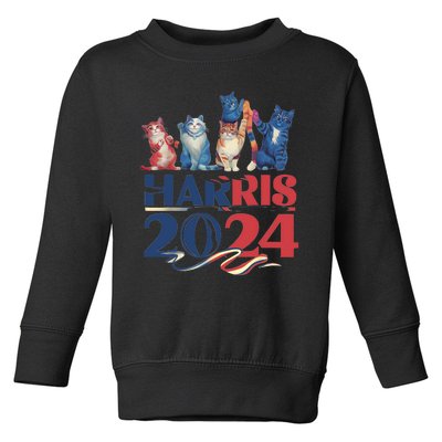 Funny Cat Design Kamala 2024 Childless Cat Lady Toddler Sweatshirt