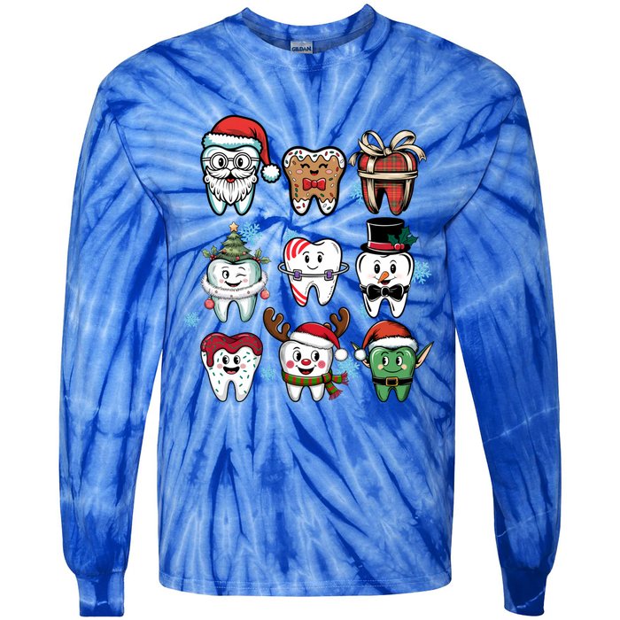 Funny Christmas Dental Th Dentist Hygienist Great Gift Tie-Dye Long Sleeve Shirt