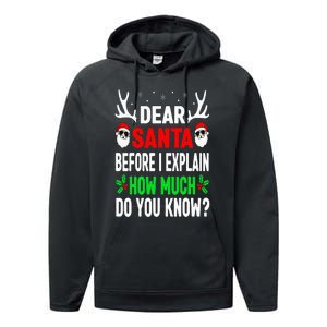 Funny Christmas Dear Santa I Can Explain Performance Fleece Hoodie